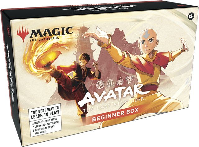 Caja MTG Beginner Box de Avatar: The Last Airbender, con Aang y Zuko en la portada